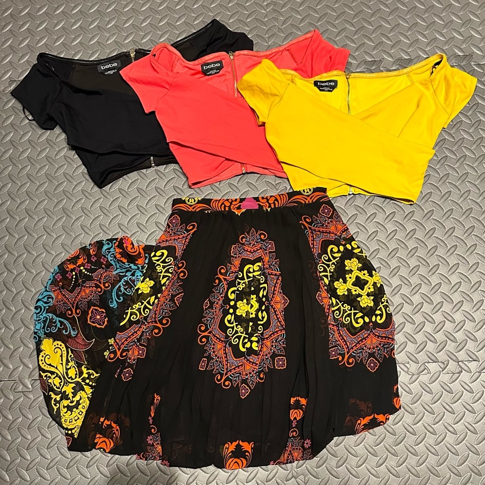 bebe 3 off the shoulder crop tops Size XS 1 maxi skirt size 0